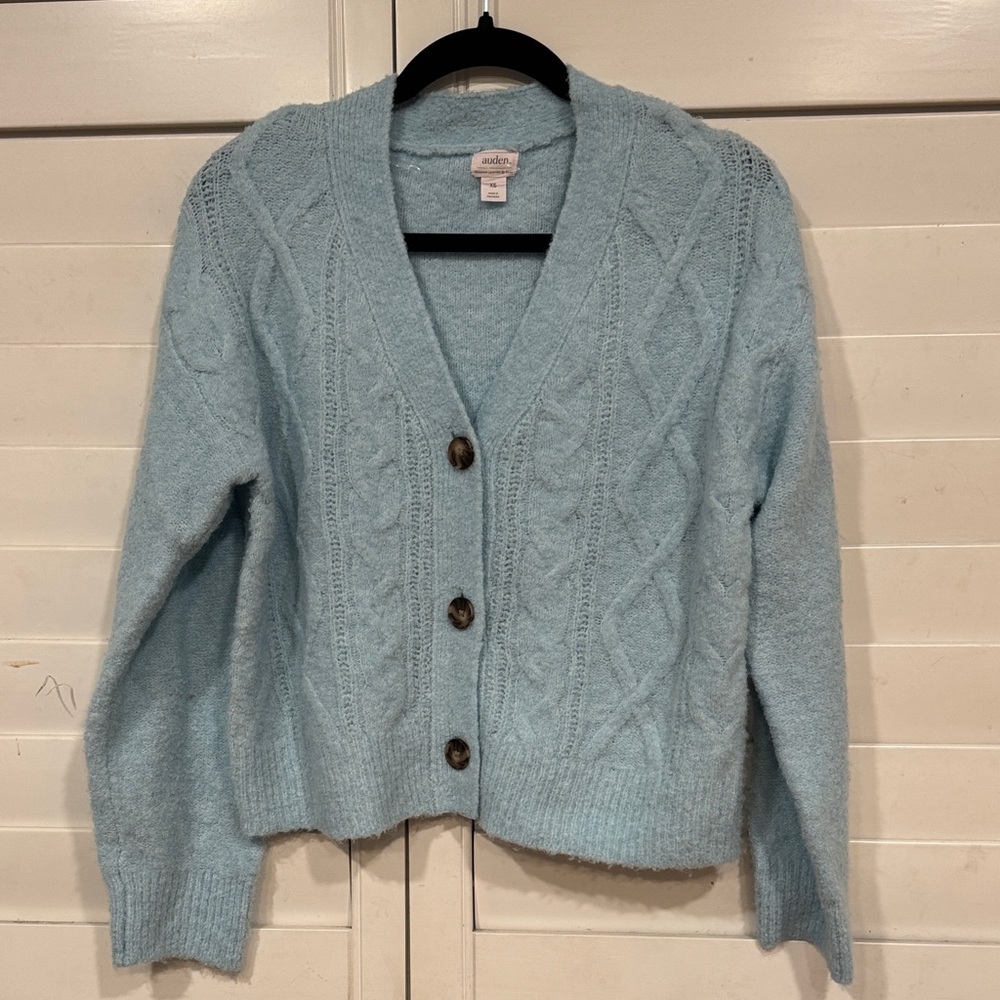 Auden Sky Blue Cable Knit Cardigan